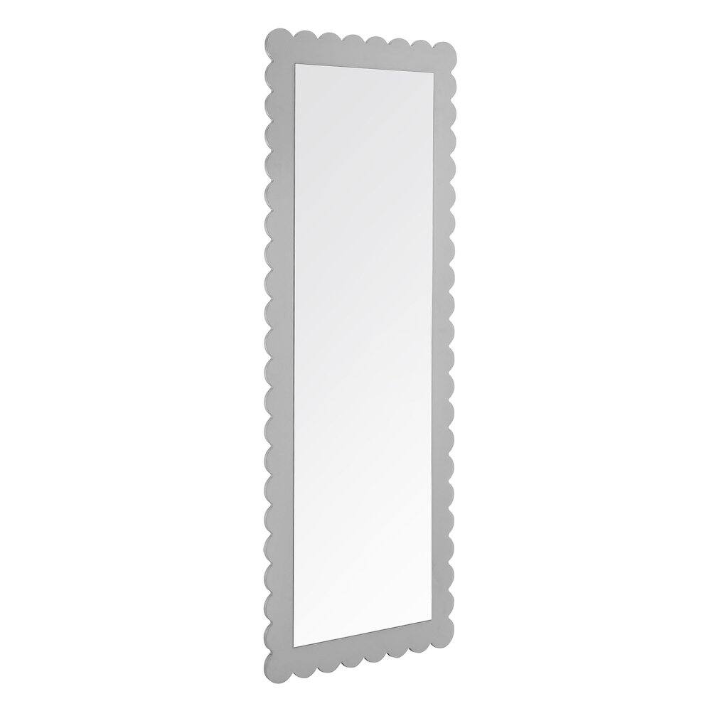Front. Modway - Emmeline Scalloped Rectangle Floor Mirror by Modway - Light Gray.