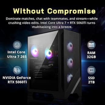 MSI Upgraded Codex R2 AI Gaming Desktop,Intel Ultra 7 265,RTX 5060 MSI Upgraded Codex R2 AI Gaming Desktop,Intel Ultra 7 265,RTX 5060