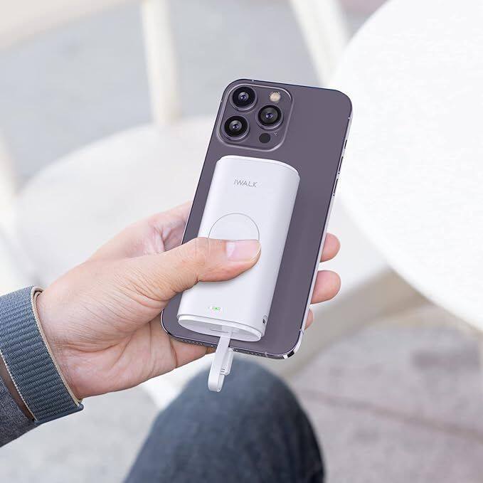 Alt View 2. iWalk - iWALK Portable Charger for iWatch 9000mAh Power Bank with Built in Cable Compatible With Apple - White - White.