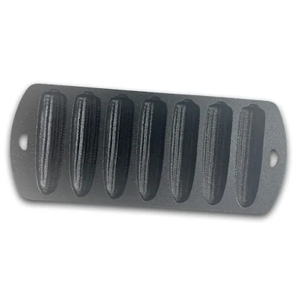 Front. Bayou Classic - Bayou Classic 12 x 5 Inch Heavy Duty Cast Iron Cornbread Pan with 7 Molds, Black - Black.