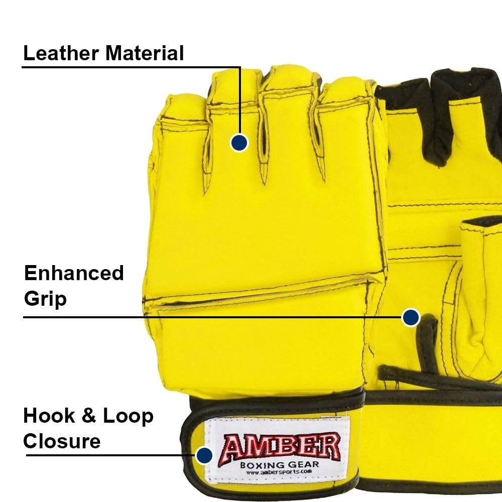 Leather Material  
Enhanced Grip  
Hook & Loop Closure  

AMBER BOXING GEAR  
www.ambersports.com