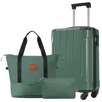 Front. BreeBe - Hardshell Luggage Sets 3 Piece Carry-on Suitcases with Wheels Travel Luggage for Men Women, (20in) - Green.