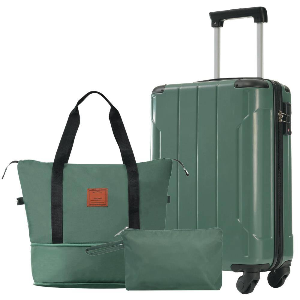 Front. BreeBe - Hardshell Luggage Sets 3 Piece Carry-on Suitcases with Wheels Travel Luggage for Men Women, (20in) - Green.