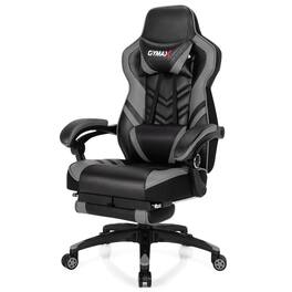 Gymax - Office Computer Desk Chair Gaming Chair Adjustable Swivel w/Footrest Grey - Gray