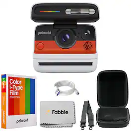 Polaroid - Flip Instant Camera White Bundle with Color i-Type Film (8 Photos), Hard Protective Case, 6ft USB Type-C Cable
