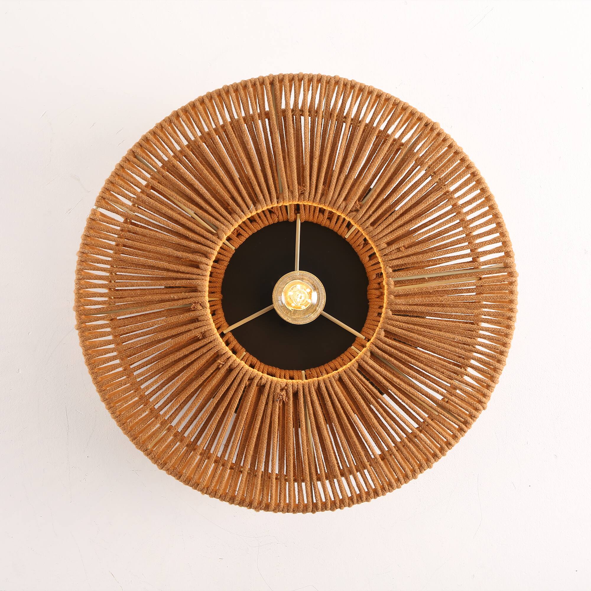 Alt View 10. Parrot Uncle - 14 in. 3-Light Brown Boho Handwoven Cotton shade Semi Flush Mount Ceiling Light - Brown.