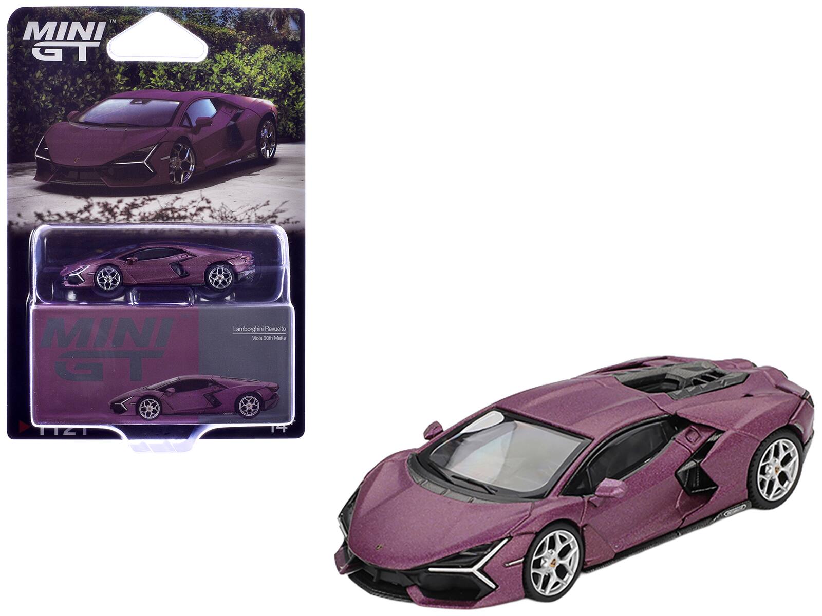 True Scale Miniatures - Lamborghini Revuelto Viola 30th Matt Purple Metallic Limited Edition 1/64 Diecast Model Car by Mini GT