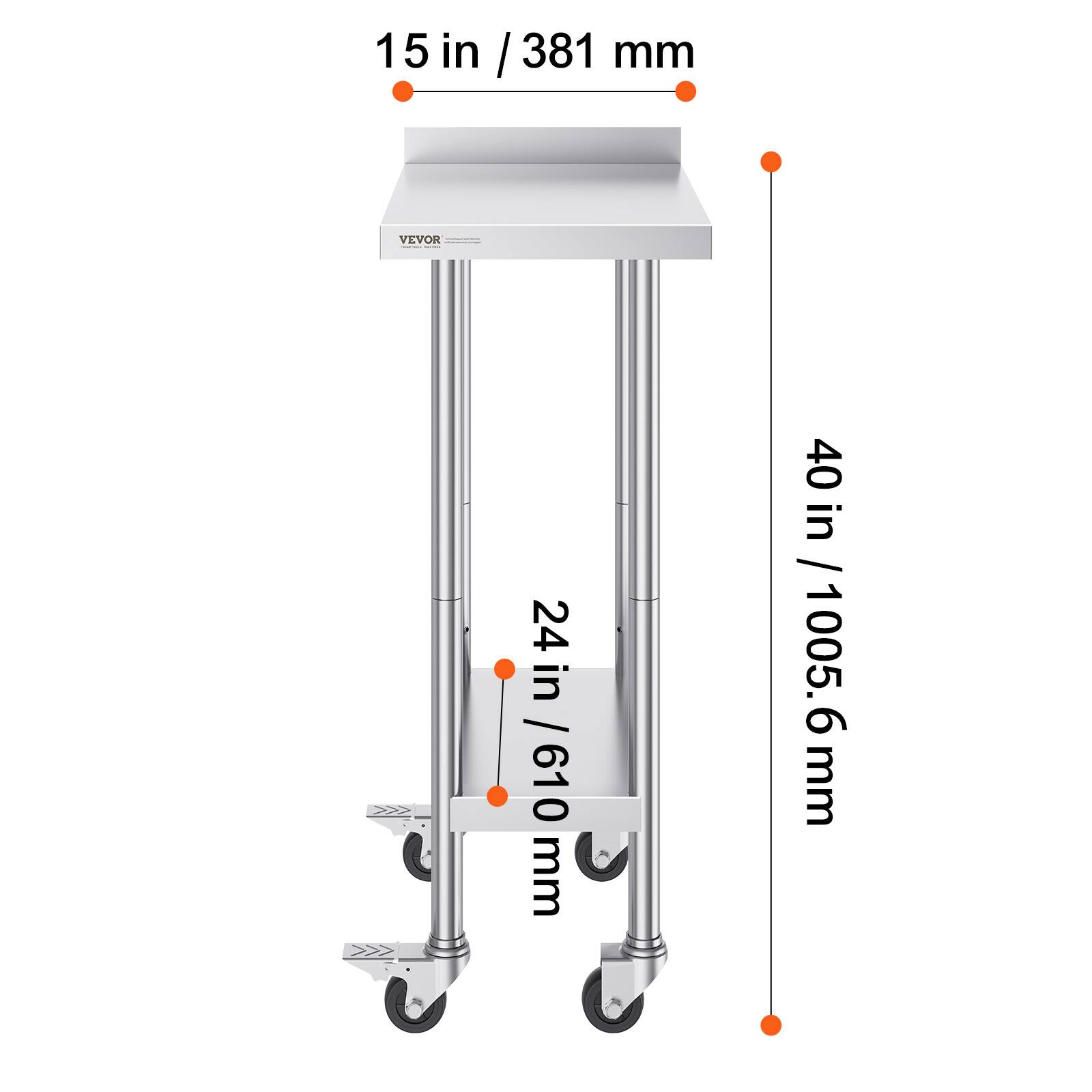 15 in / 381 mm  
24 in / 610 mm  
40 in / 1005.6 mm