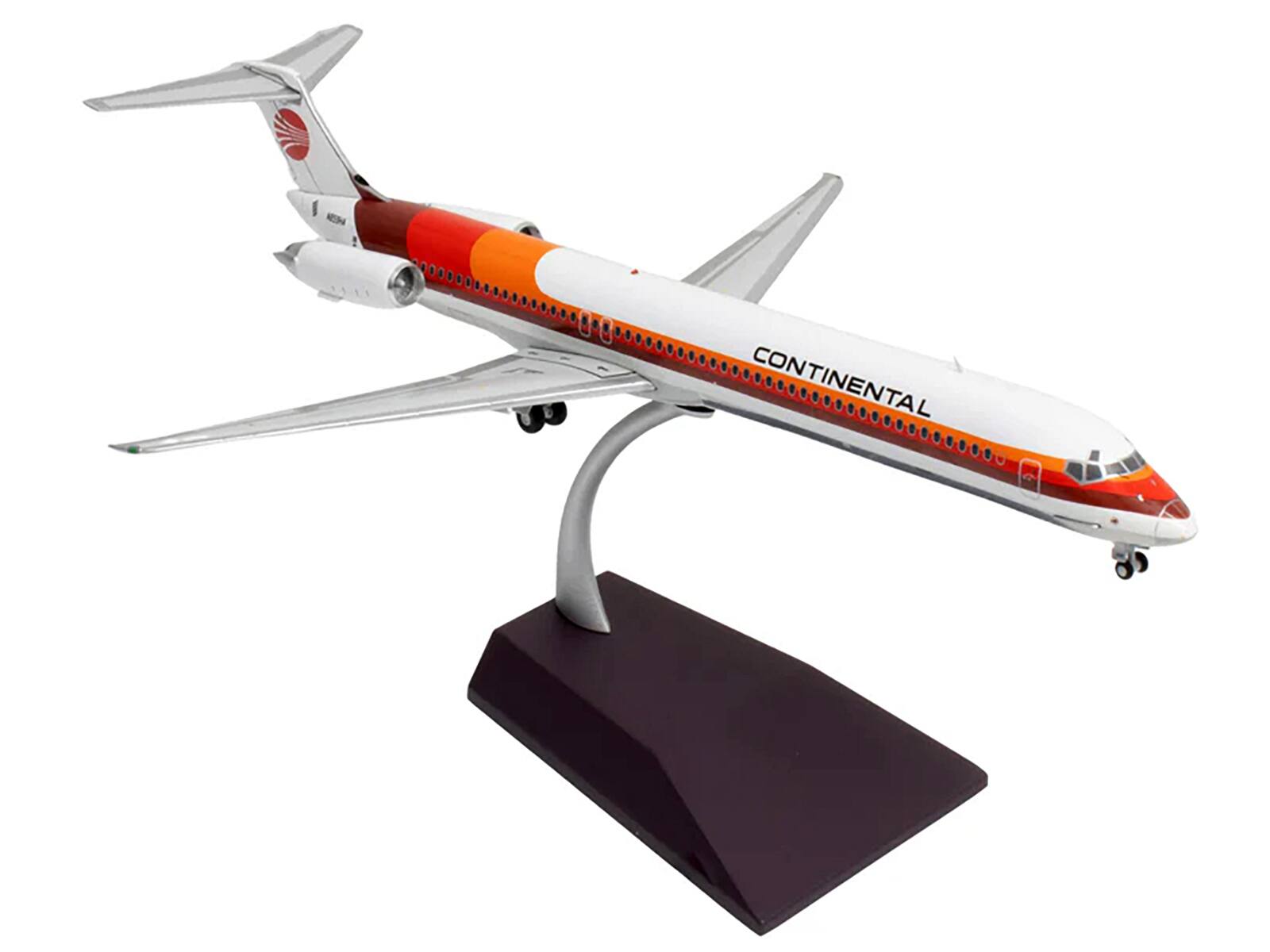 Back. GeminiJets - McDonnell Douglas MD-81 Continental Airlines (N859HA) White with Red Orange Stripes Gemini 200 Series 1/200 Airplane - White ,Red ,Orange.