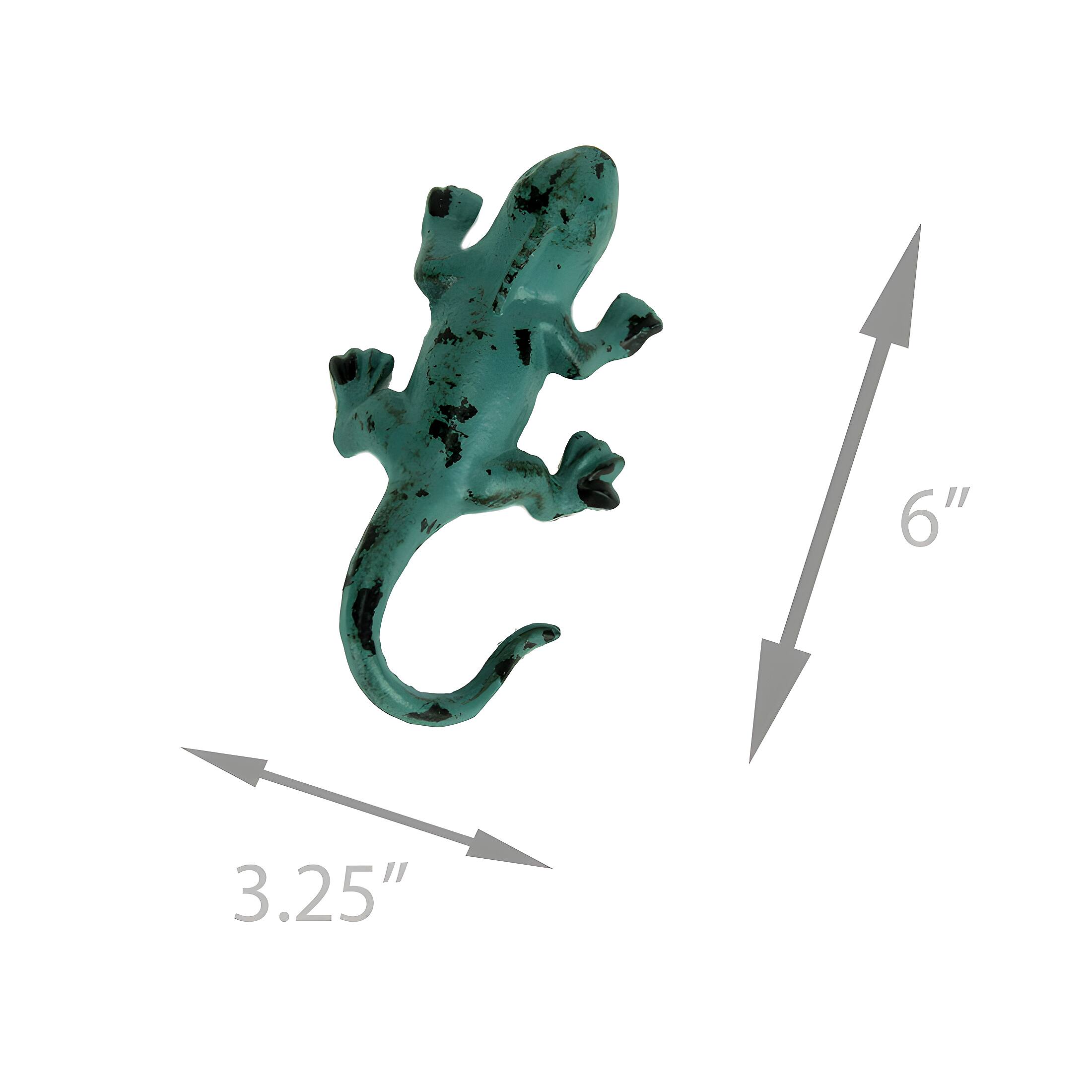Alt View 4. SPI Home - Distressed Green Metal Lizard Wall Hooks Set of 6 - Green.
