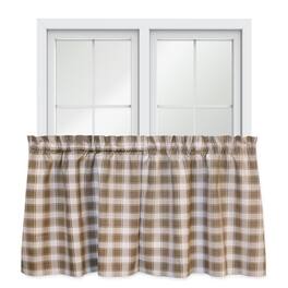 Ellis Curtain - ELLIS 50% Polyester 50% Cotton Country Check Tailored With 1.5" Rod Pocket Tiers 56" x 24" - Camel