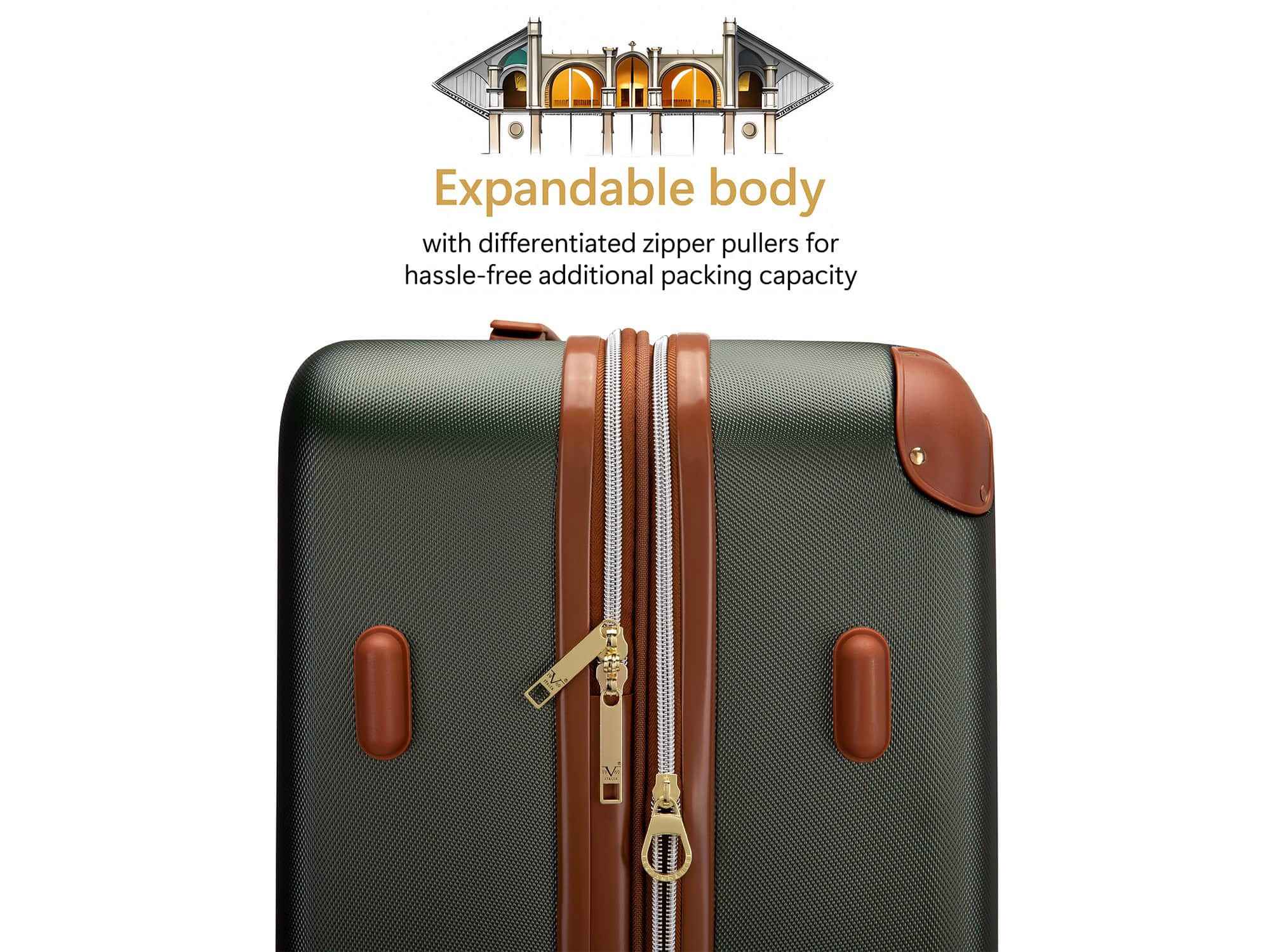 19v69 ITALIA Vintage 3 Piece Expandable Retro Spinner Luggage Set