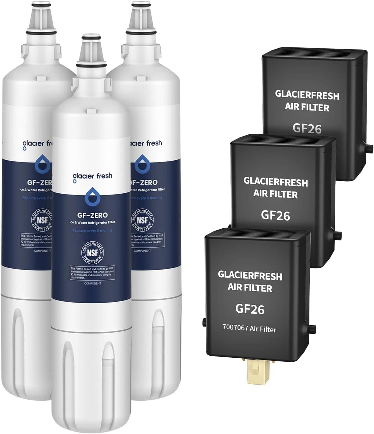 GLACIER FRESH - Replacement for Sub-Zero 4204490, 4290510 Water Filter and 7042798/7007067 Air Filter Combo Pack(3+3)