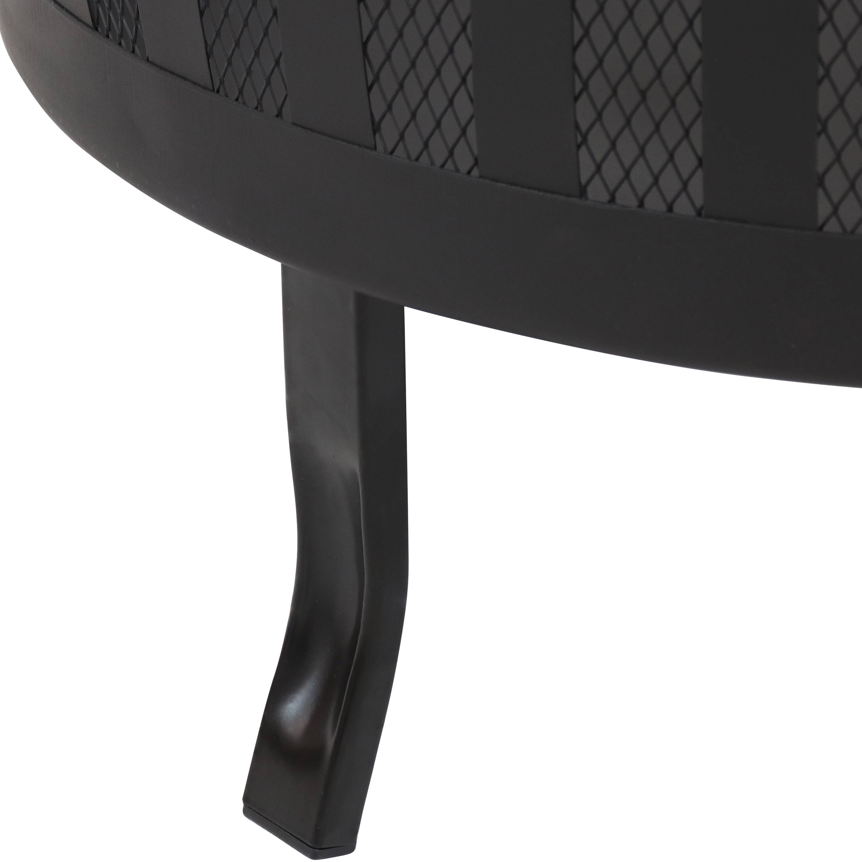 Alt View 5. Sunnydaze - 25 in Steel Wood-Burning Fire Pit with Mesh Stripe Cutouts - Black.