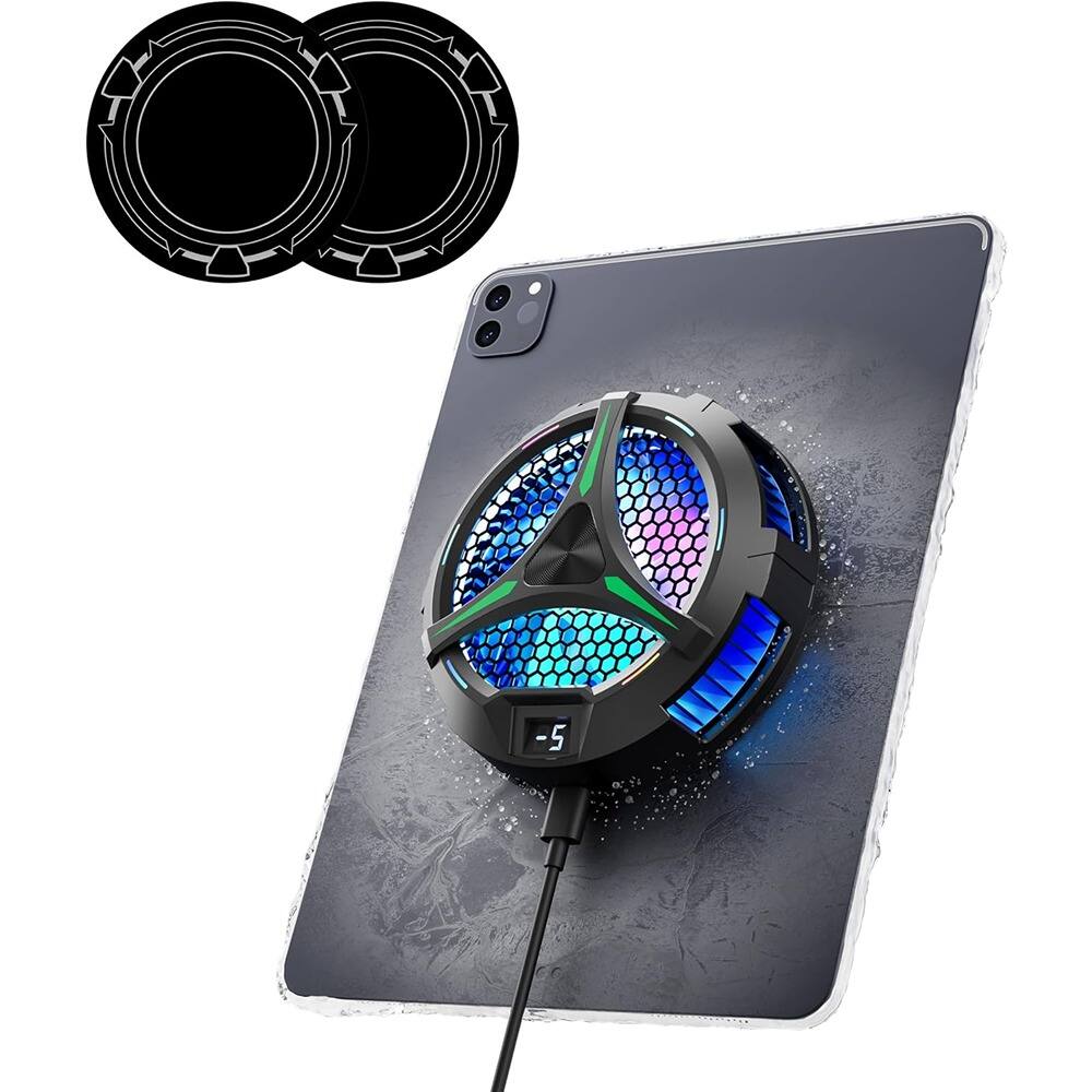 ACJPR - Magnetic Tablet Cooler for iPad, Surface Pro, Samsung Tab with Temperature Display, Cooling Fan for Gaming and Live Stre - Green