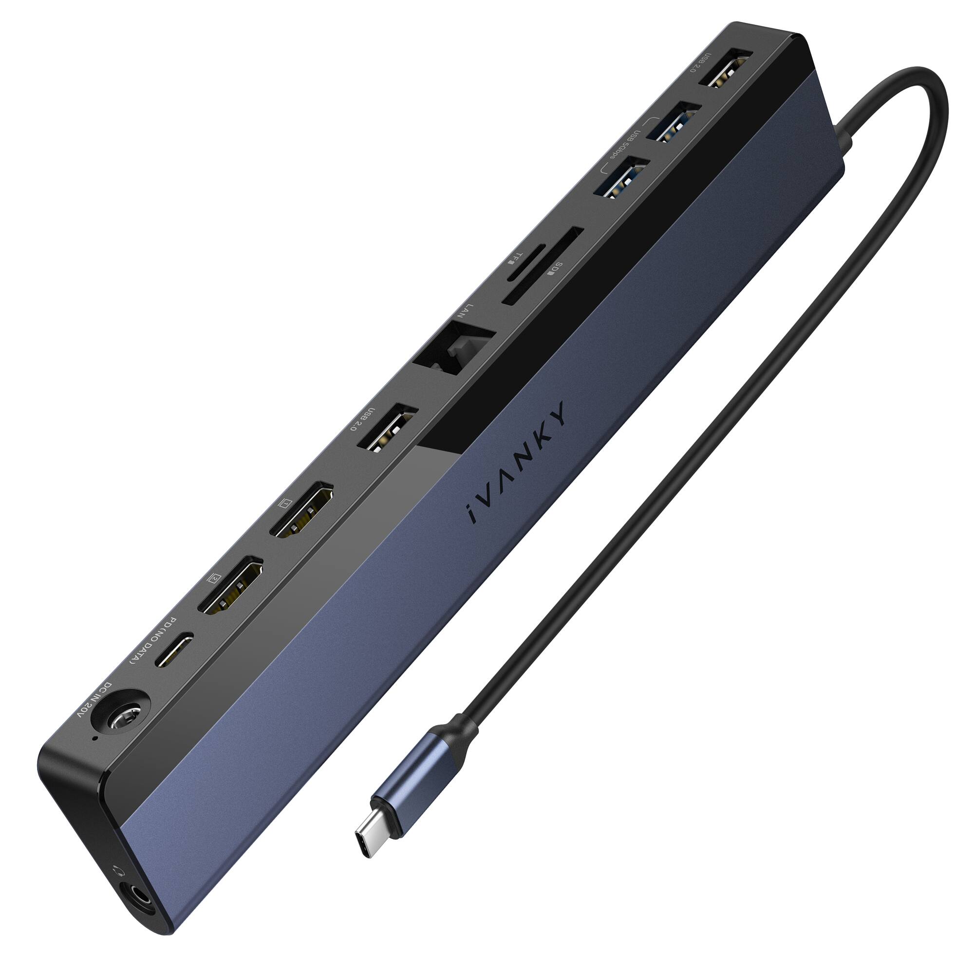 - USB 3.0
- USB 3.0
- USB 3.0
- USB 3.0
- HDMI
- VGA
- Audio Out
- Audio In
- Power (DC 12V)
- IVANKY