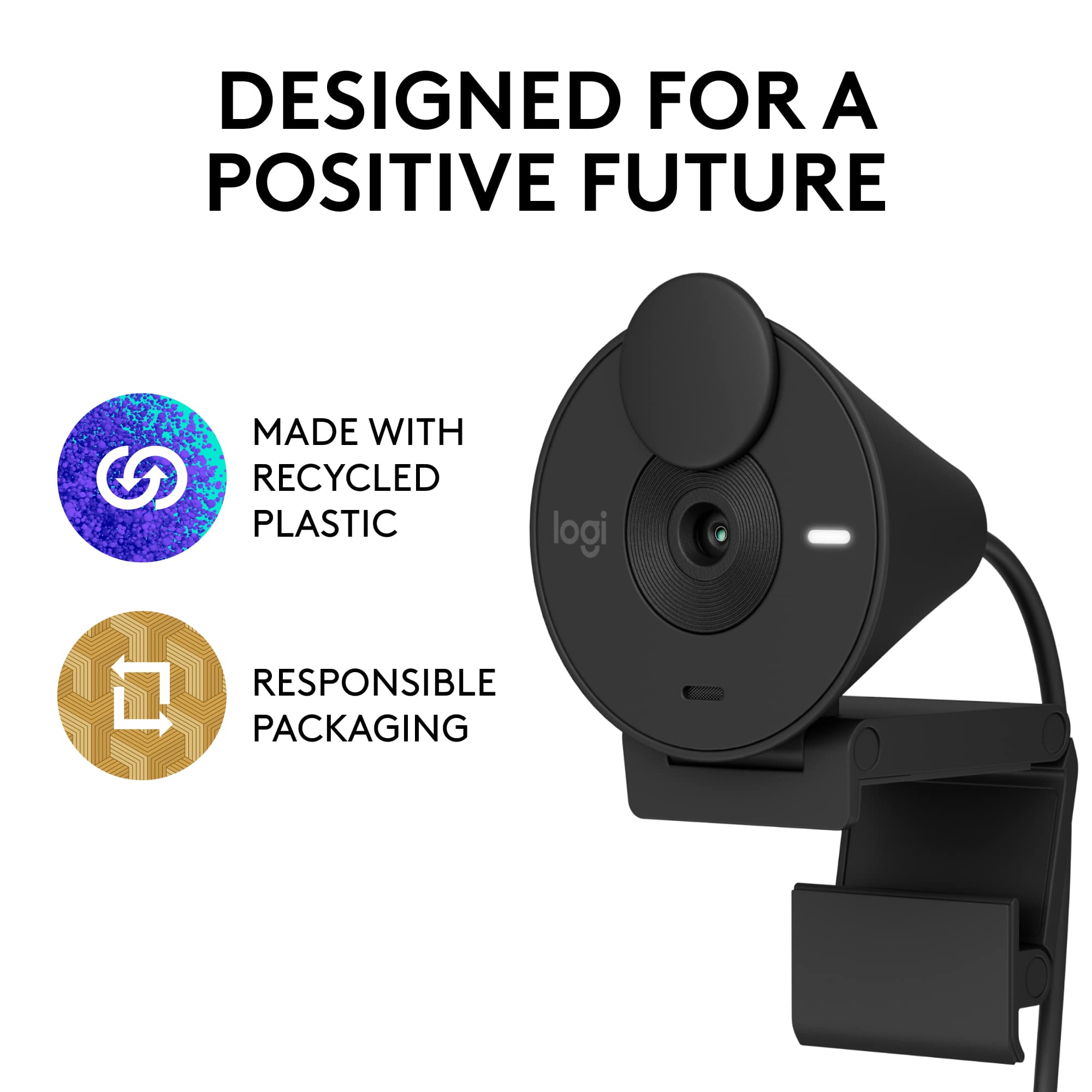 Designed for a Positive Future: Made with Recycled Plastic and Responsible Packaging.