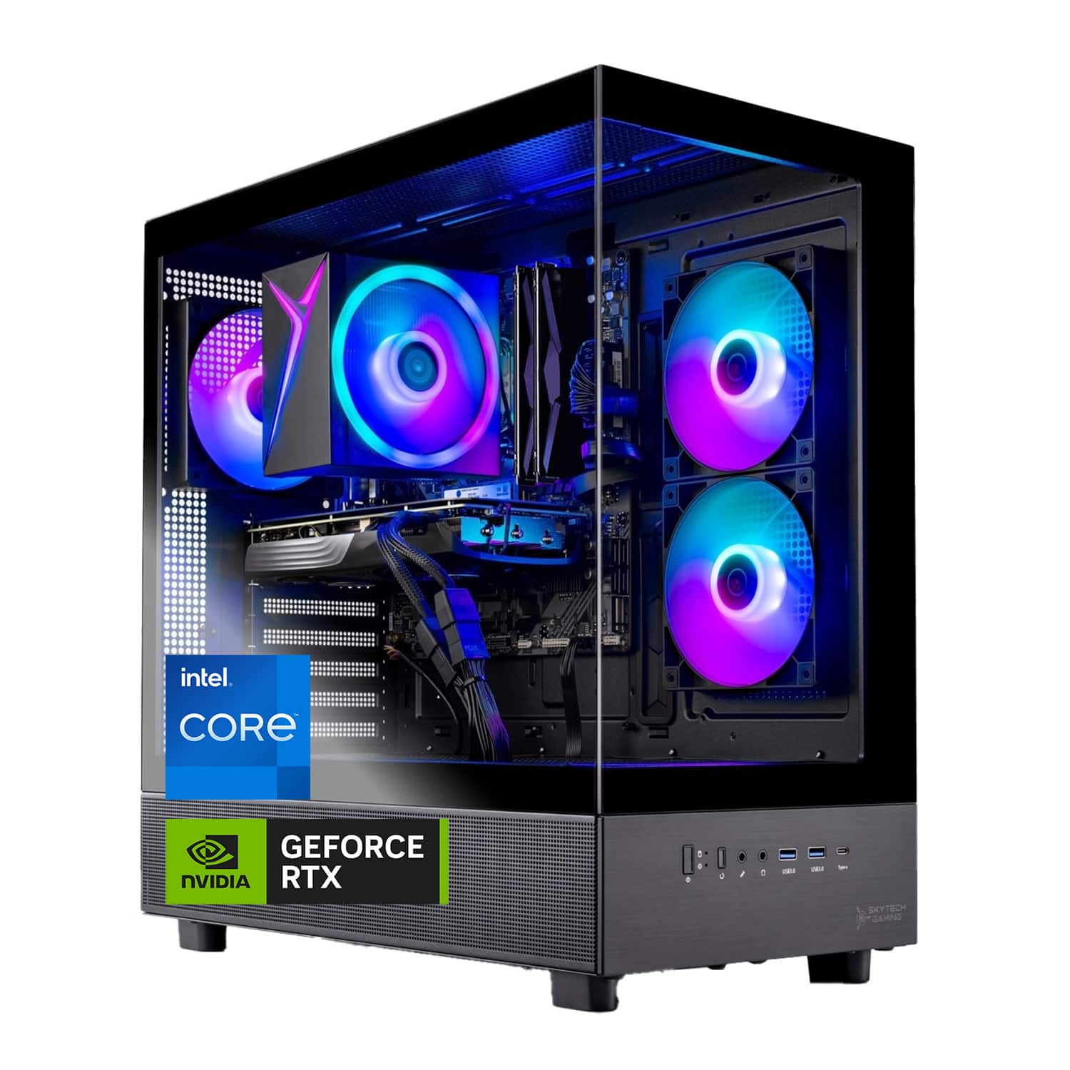 Skytech Gaming - Skytech AZURE3 Gaming Desktop - Intel Core i5 14400F, 3060, 16GB 3200 MHz DDR4 SDRAM, 650W GOLD PSU - Black