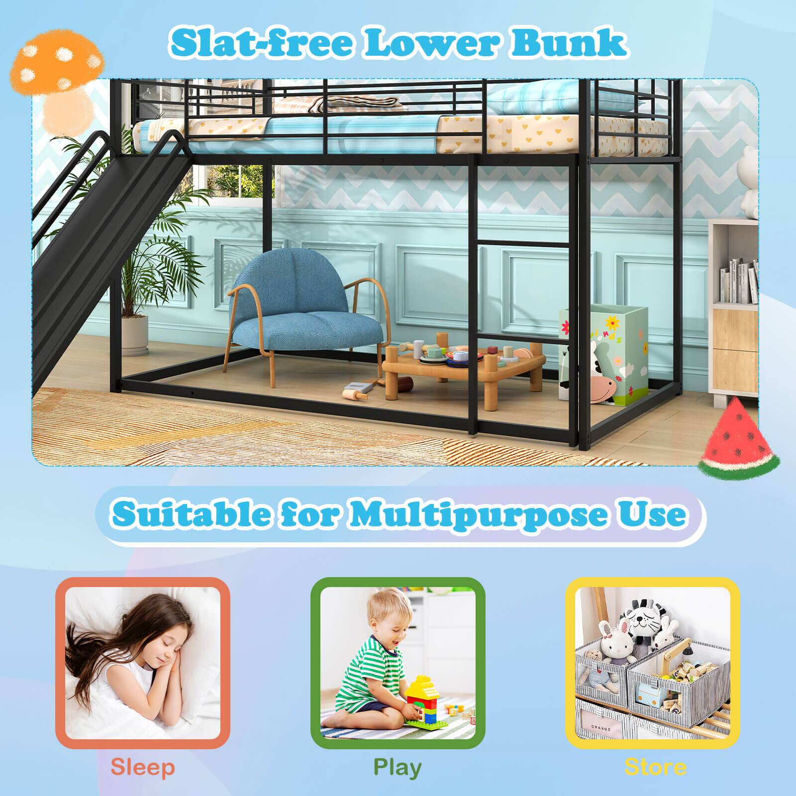 Slat-free Lower Bunk

Suitable for Multipurpose Use

Sleep  
Play  
Store