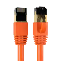 Front. Cables Direct Online - Cat8 Ethernet Cable 1FT, 40Gbps High-Speed RJ45 Shielded Copper Cord for Router, PC & Gaming - Orange.