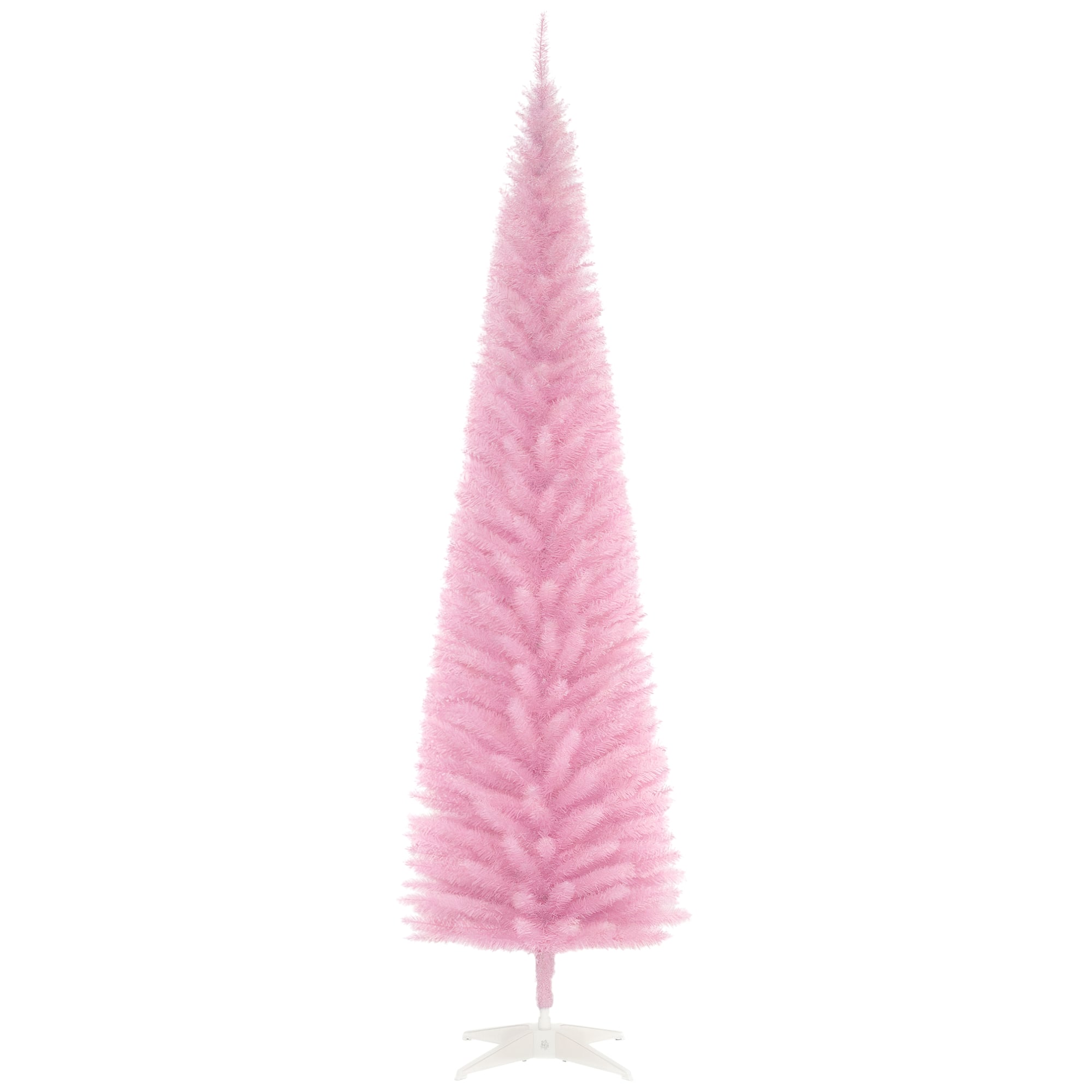 Front. Homcom - Artificial Pencil Christmas Tree, Slim Xmas Tree with 499 Realistic Branch Tips and Plastic Stand - pink.