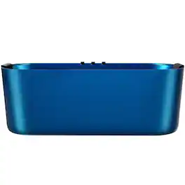 Empava - 67 in. x 31.5 in. Center Drain Combination 16 Water and 12 Air Bubble Jets Bathtub Freestanding Whirlpool Bath - Blue