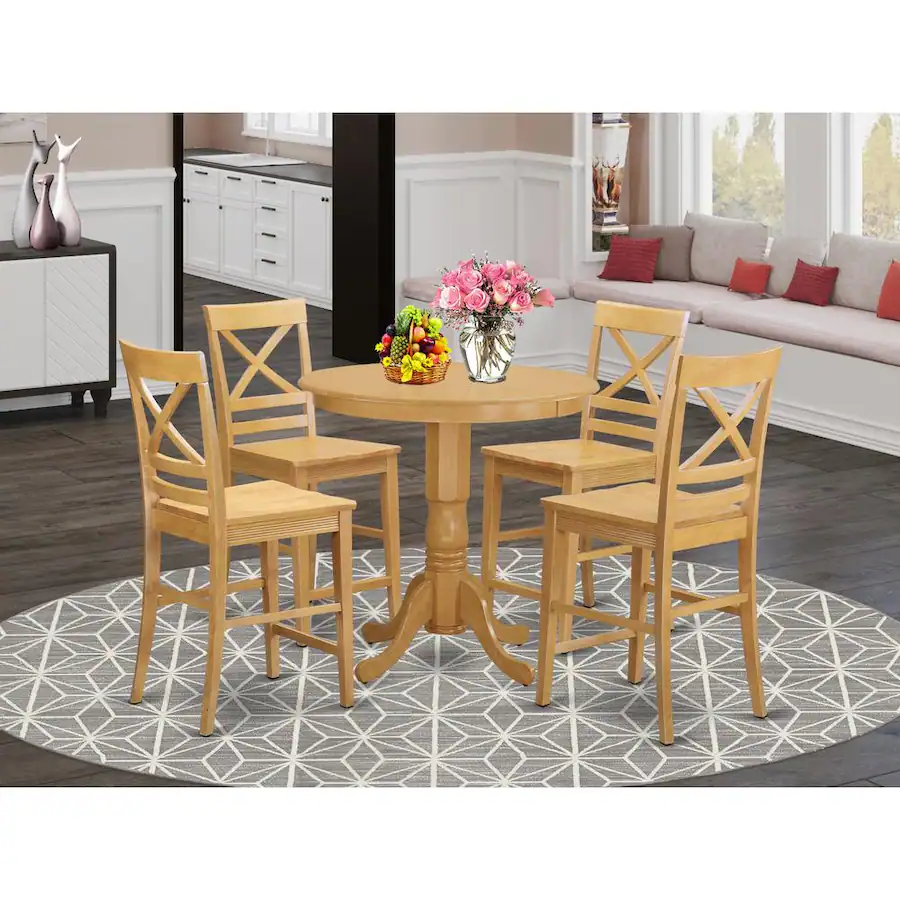 East West Furniture 5 Pc counter height set Dining Table and 4 bar ...