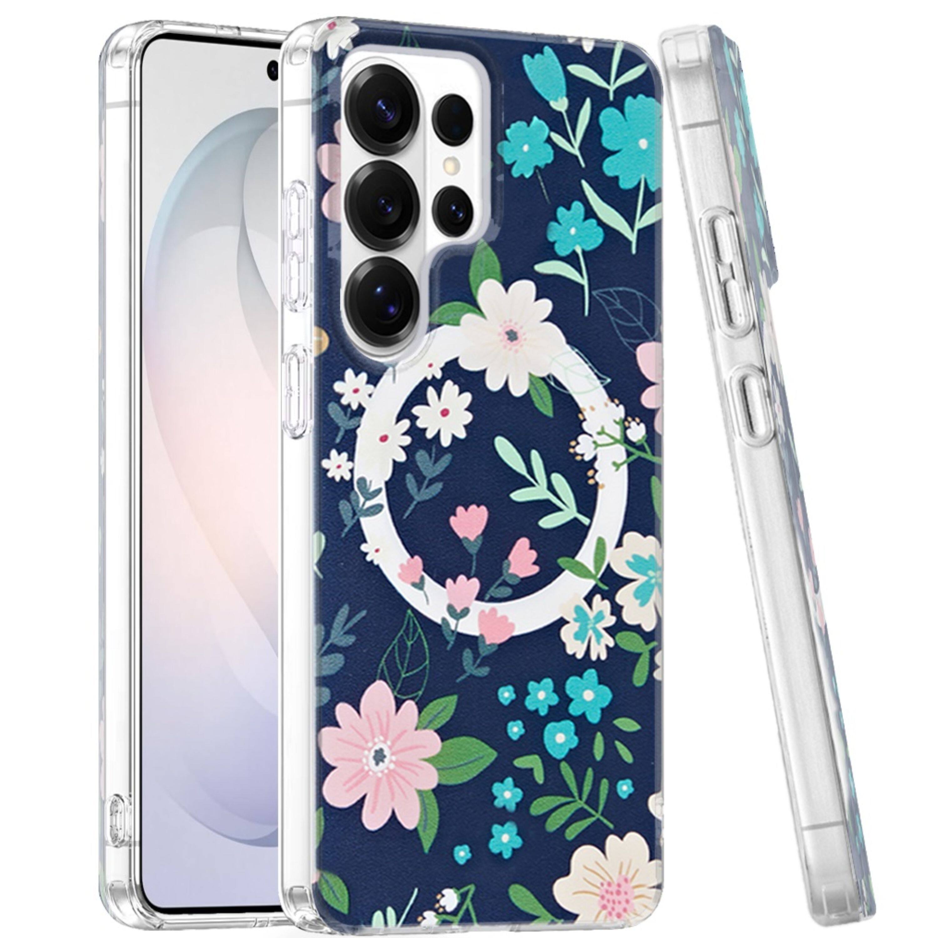Angle. Kitcheniva - Dual Layer Magnetic Circle Case With Tempered Glass For Samsung Galaxy S26 Ultra Galaxy Floral - Multicolor.