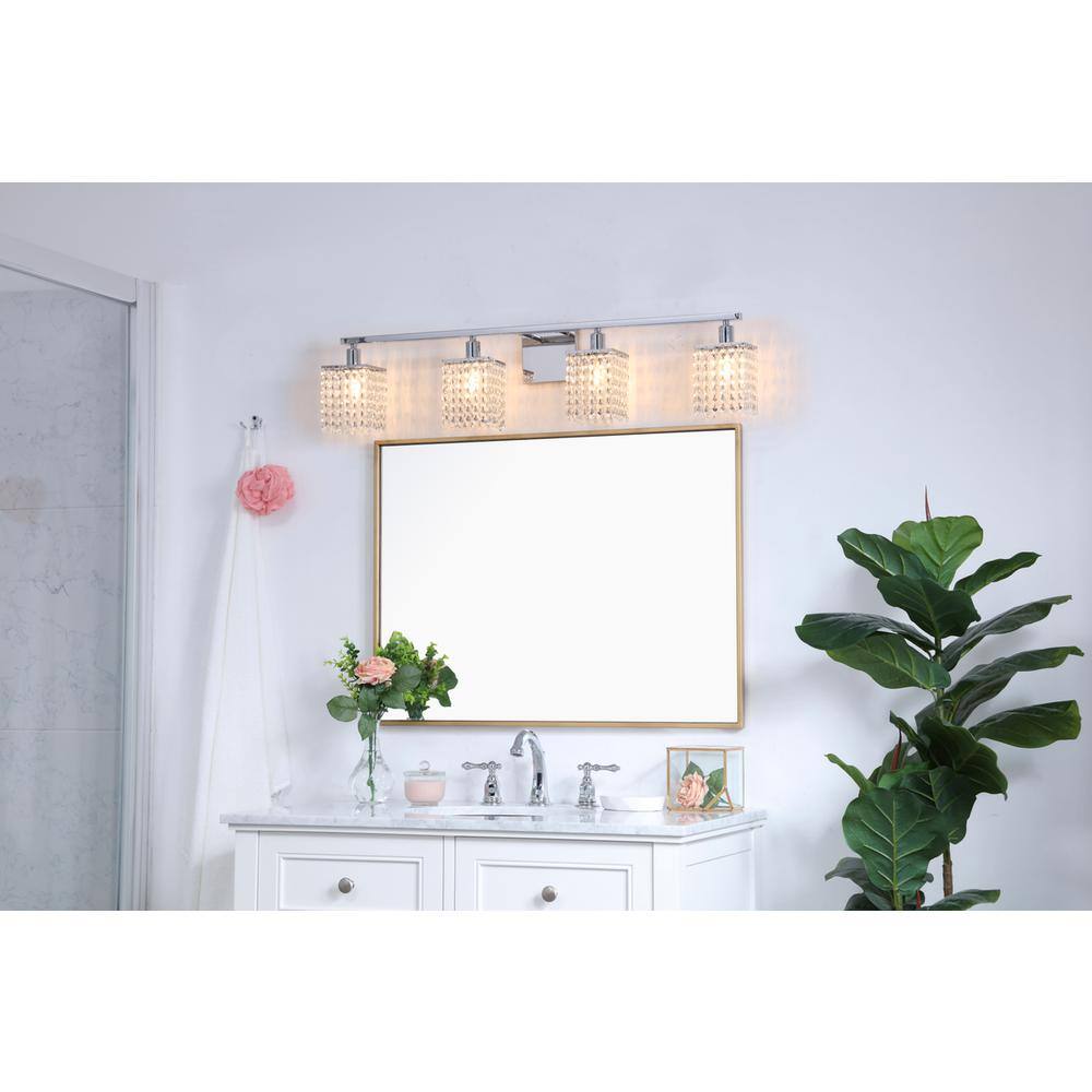 Angle. Living District - Phineas 4 light Chrome and Clear Crystals wall sconce - Chrome And Clear Crystals.