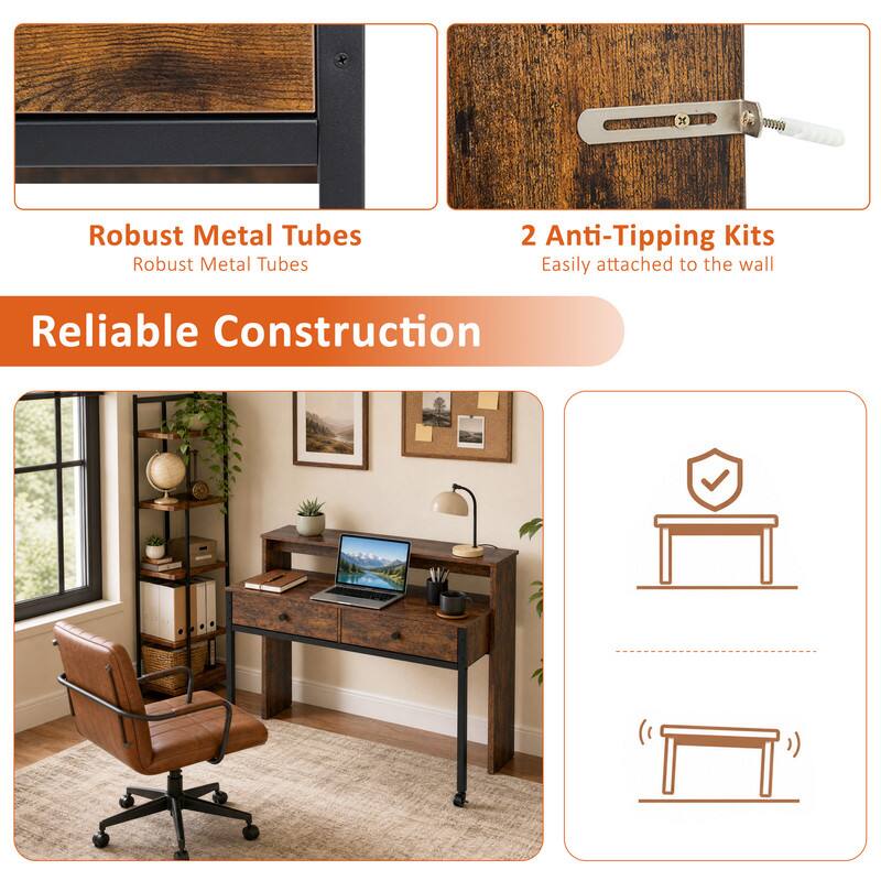 Robust Metal Tubes  
Robust Metal Tubes  
2 Anti-Tipping Kits  
Easily attached to the wall  
Reliable Construction