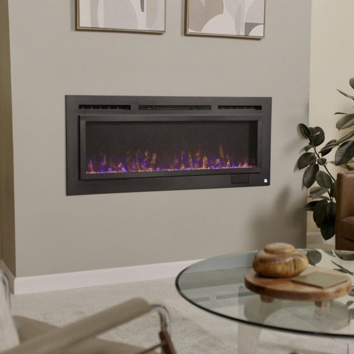 Alt View 2. Touchstone Home Products - 60 in. Wall Mounted Recessed Sideline Steel Electric Fireplace 1500W - Black.