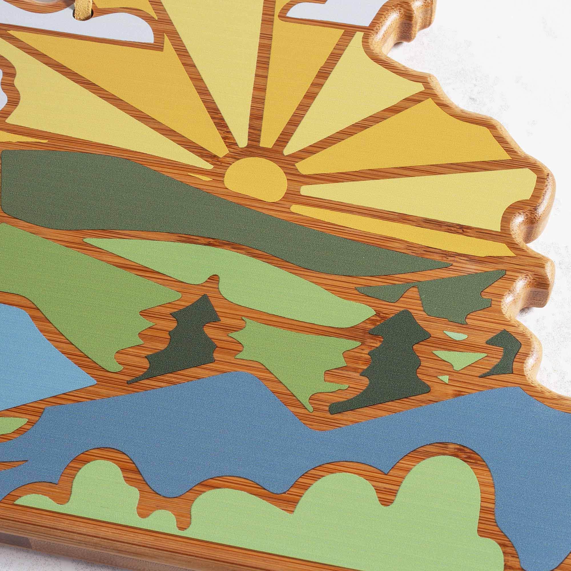 Alt View 2. Totally Bamboo - Virginia Cutting Board with Artwork by Summer Stokes.