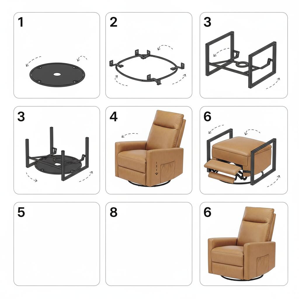 Alt View 2. AOITUN - Swivel Rocker Recliner Chair, Faux Leather Glider for Nursery Living Room, Manual Reclining Sofa with Side Pocket, Tan - Brown.