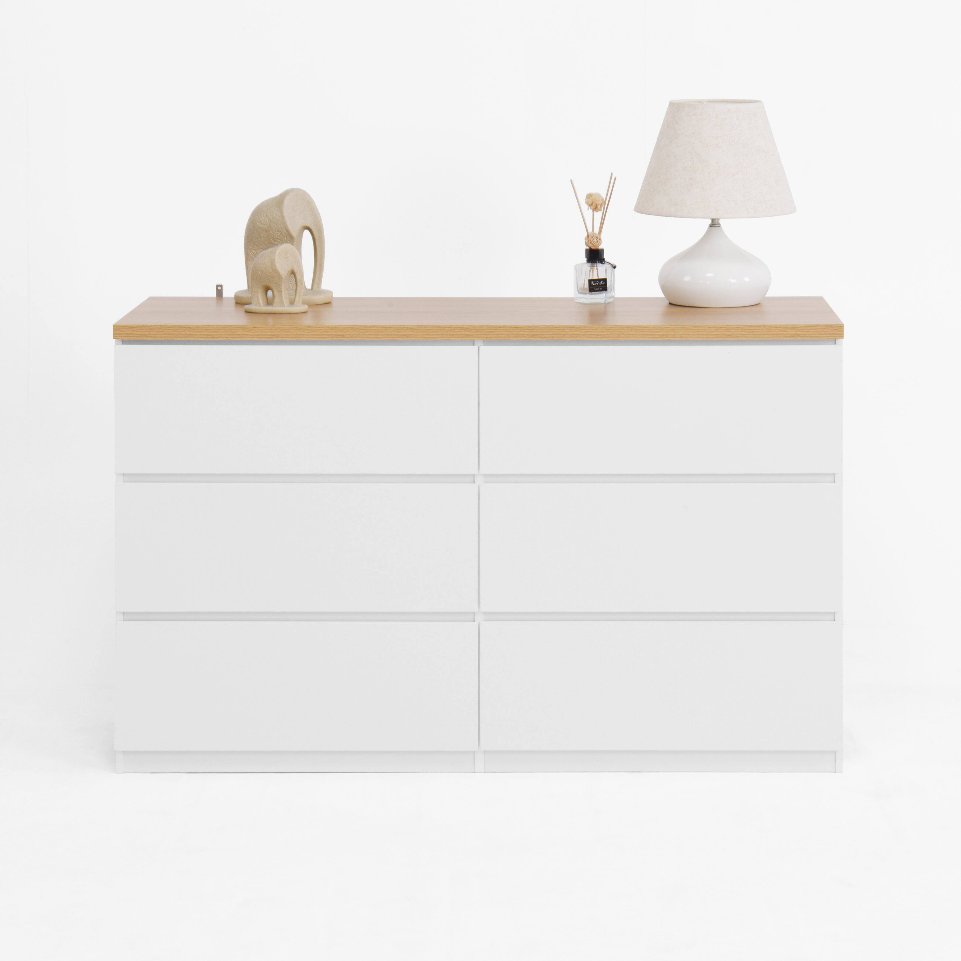 Back. Forest'nSky - White 6 drawer 47.2 in. Wide Chest of Drawers - White.