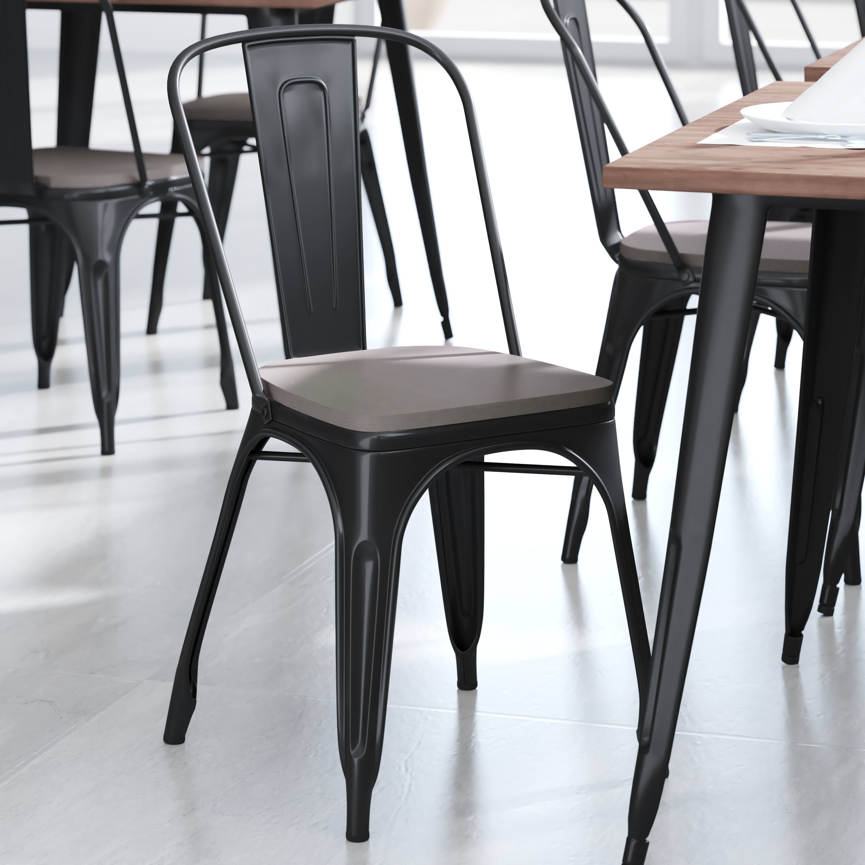 Alt View 4. Emma + Oliver - Carew All-Weather Durable Polyresin Seat for Colorful Metal Dining Chairs, Counter Stools and Bar Stools - Gray.