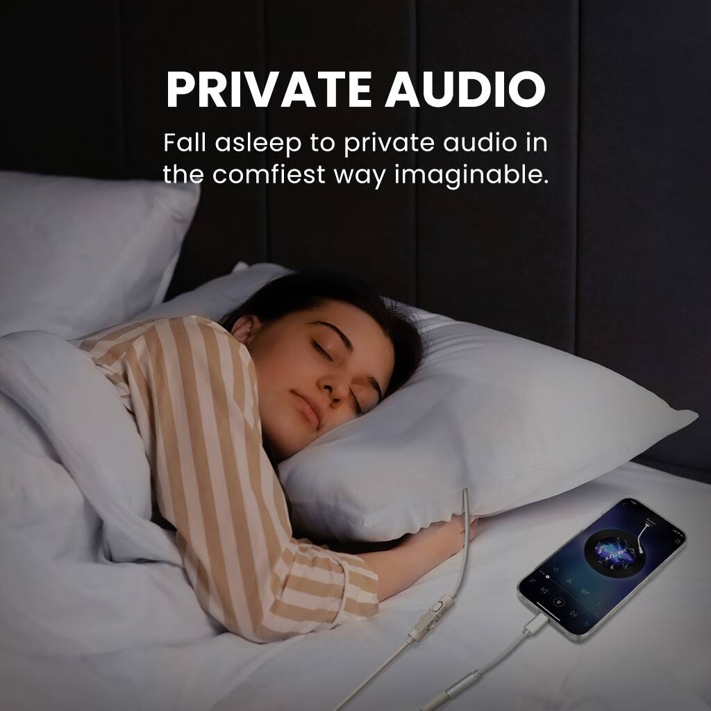 PRIVATE AUDIO  
Fall asleep to private audio in the comfiest way imaginable.