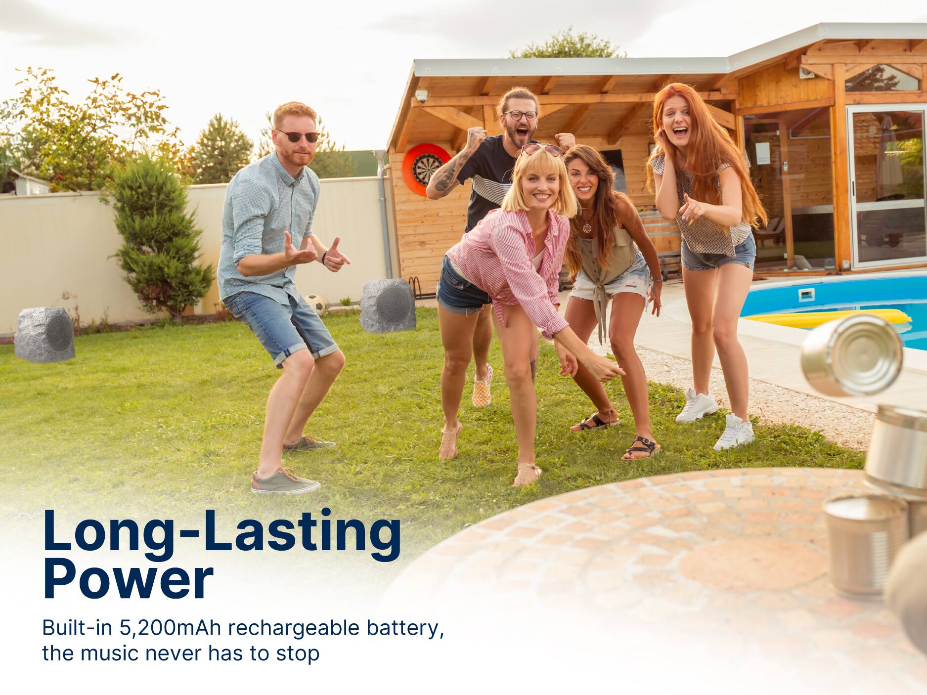 Long-Lasting Power
Built-in 5,200mAh rechargeable battery, the music never has to stop