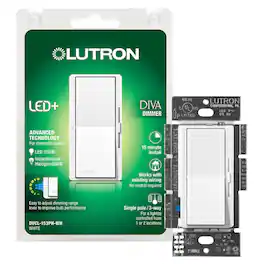 Lutron - Diva 150 W Rocker Dimmer/Paddle Switch 1 pk - White