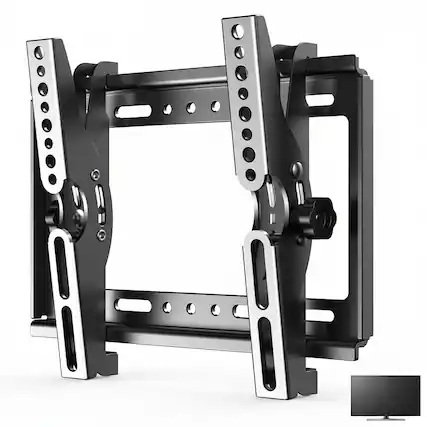 Front. Dazzed Corner - Tilt TV Wall Mount 14–42", Slim Profile, VESA 250x210, 55 lbs - Black.