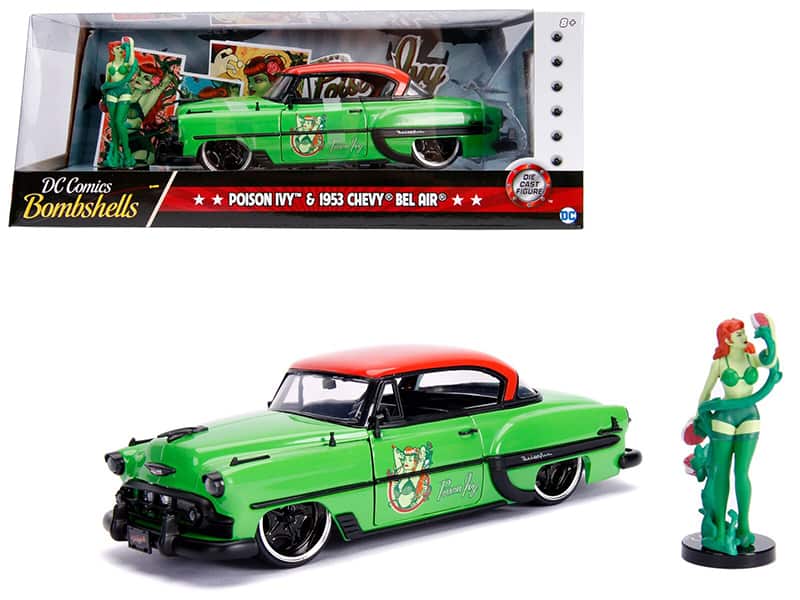 "1953 Chevrolet Bel Air Green & Red Top w/ Poison Ivy Diecast Figure ""DC Comics Bombshells"" 1/24 Diecast Model by Jada" price history on PriceWatchPro