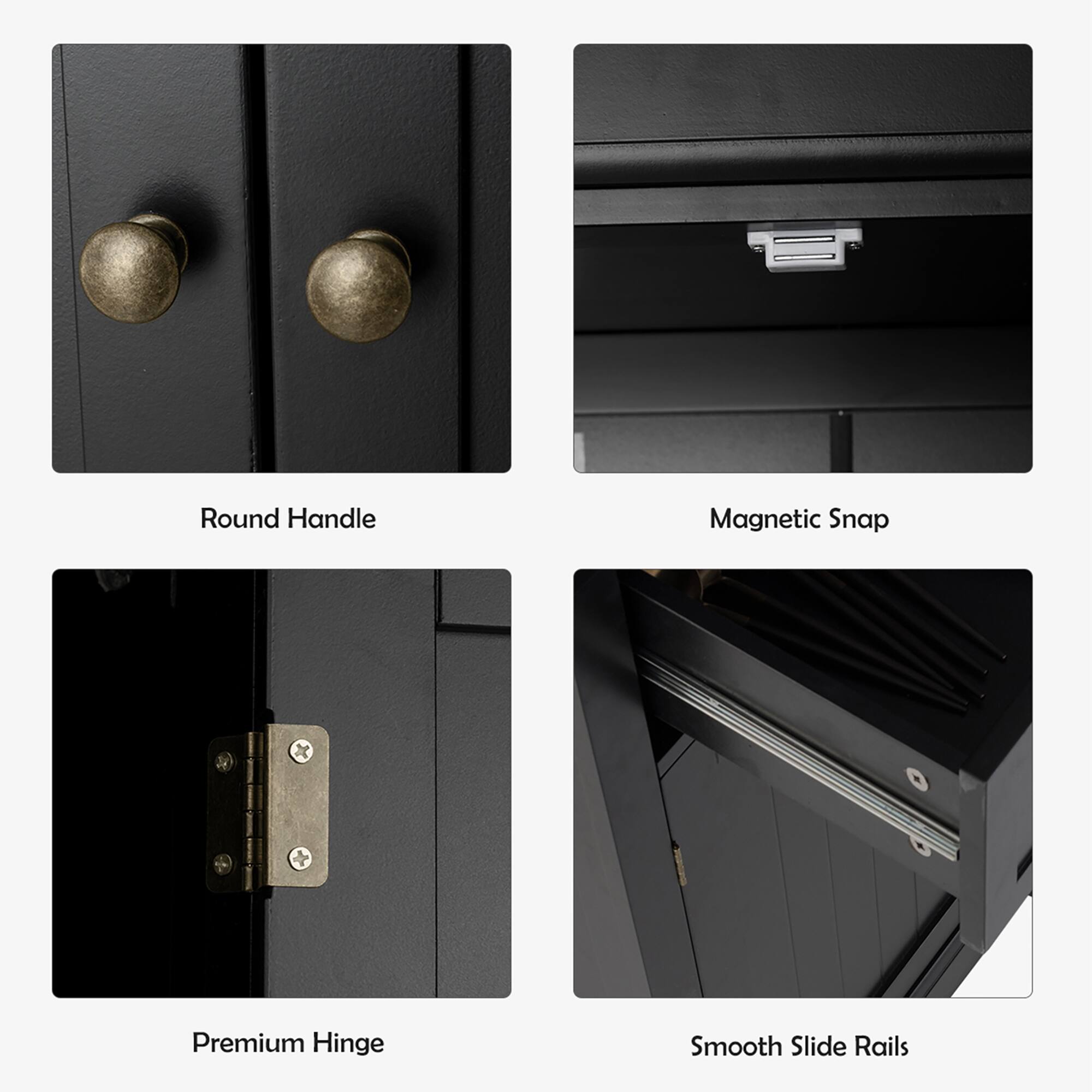 Round Handle, Magnetic Snap, Premium Hinge, Smooth Slide Rails