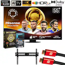 Hisense - 55" Class U8 Series Mini-LED QLED Full Array Google Smart TV (2025) + 26 Month Extended Warranty Protection Plan Bundle