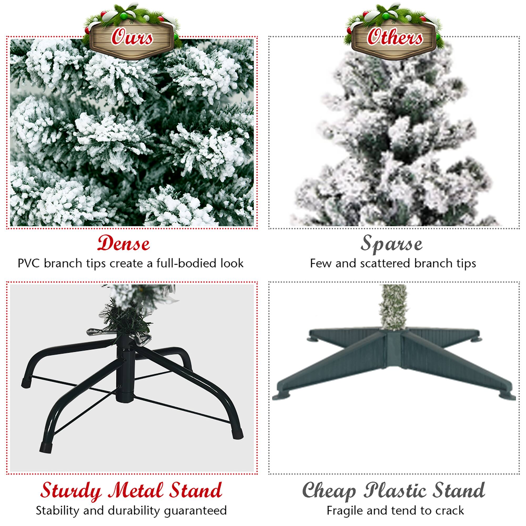 Ours: Dense PVC branch tips create a full-bodied look
Others: Sparse Few and scattered branch tips
Sturdy Metal Stand: Stability and durability guaranteed
Cheap Plastic Stand: Fragile and tend to crack
