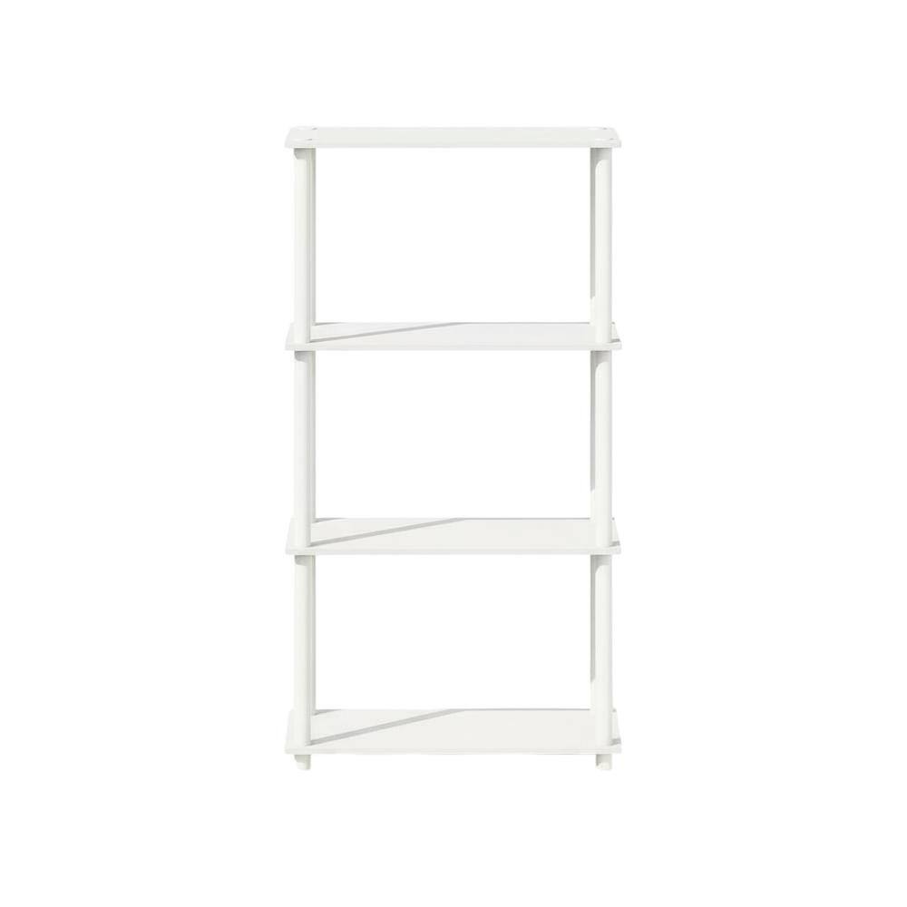 Back. FurniFact - Engineered Wood Bookcase with Open Shelves for Living Room and Office Use - White/White.