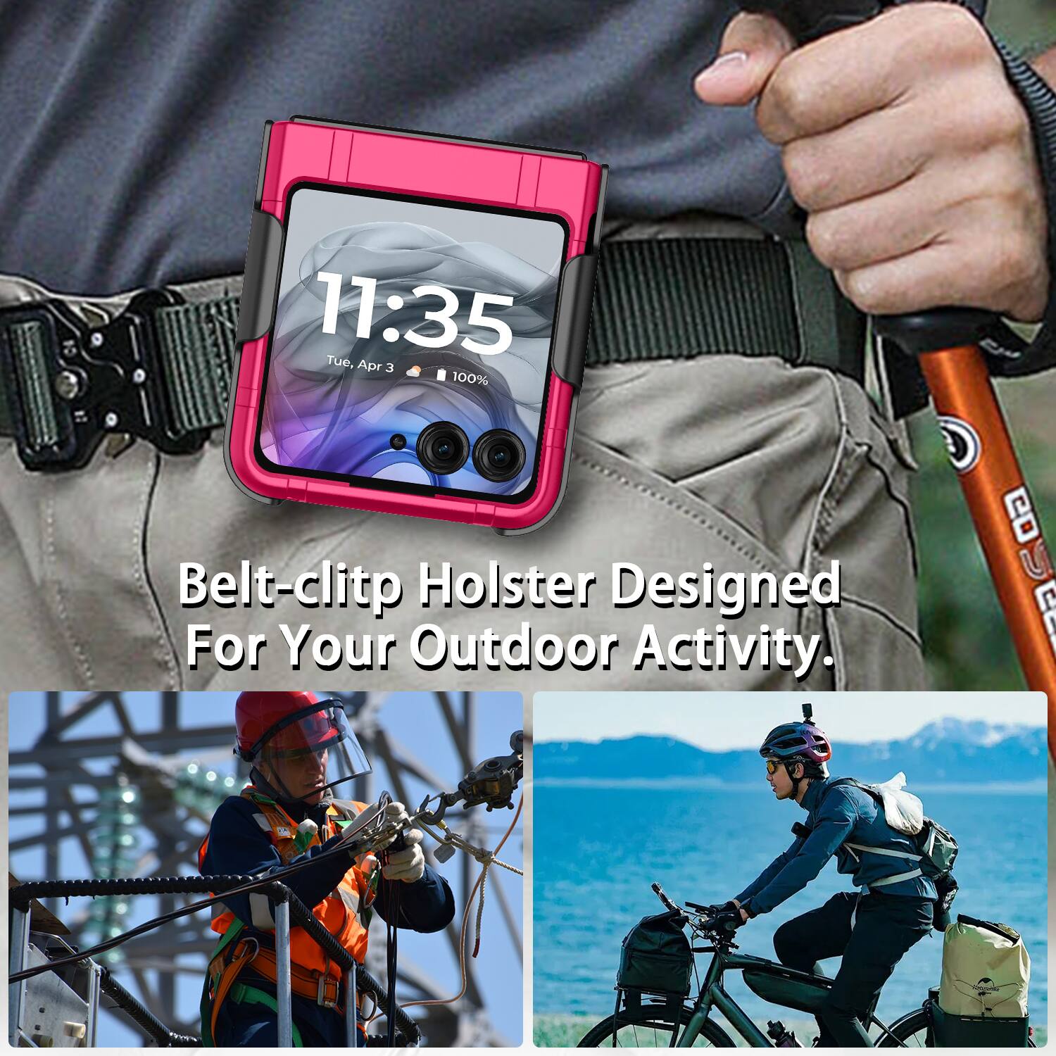 11:35 Tue, Apr 3 100% Belt-clipt Holster Designed For Your Outdoor Activity.