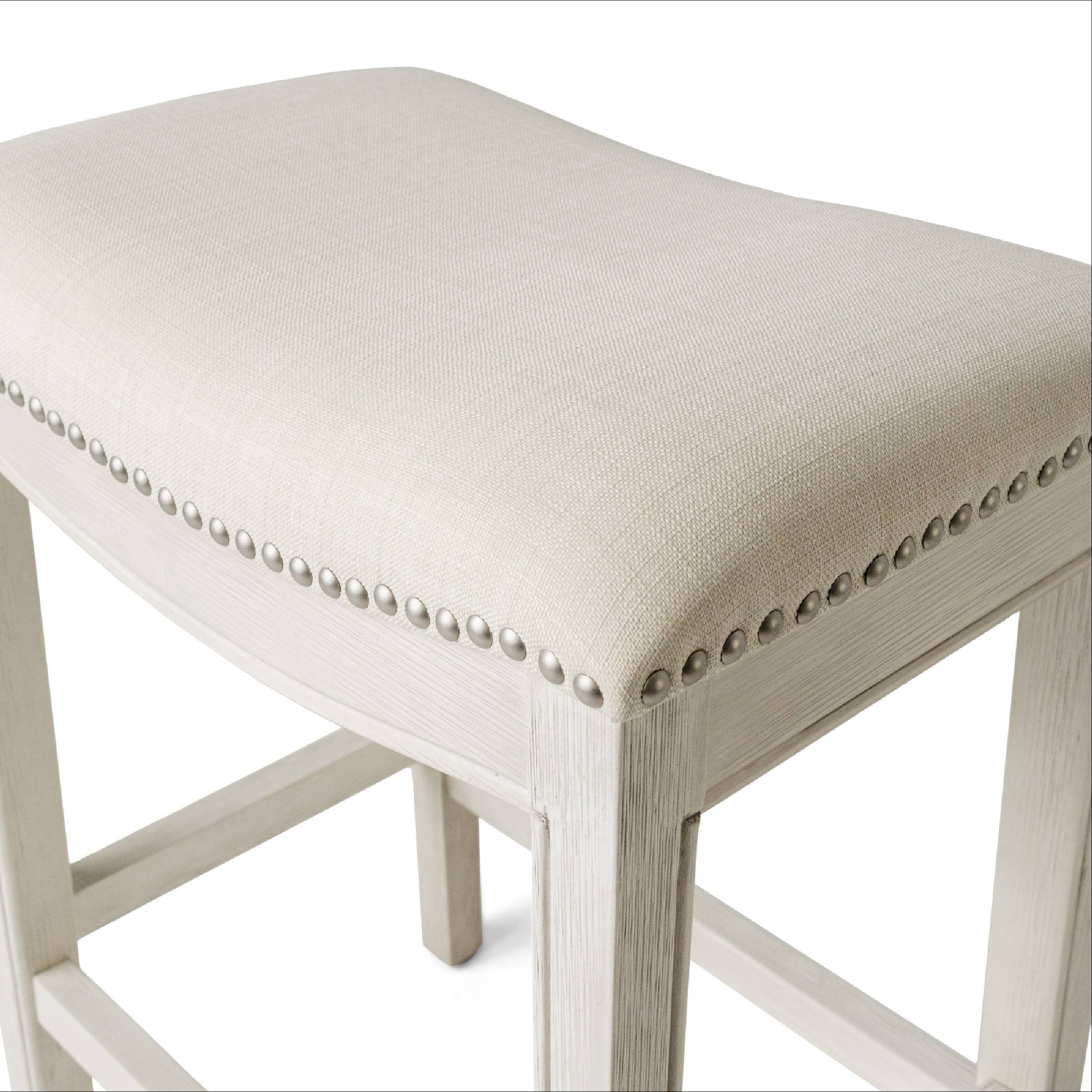 Alt View 5. Maven Lane - 26" Adrien Saddle Counter Stool In White Oak Finish With Fabric Upholstery - White Oak.