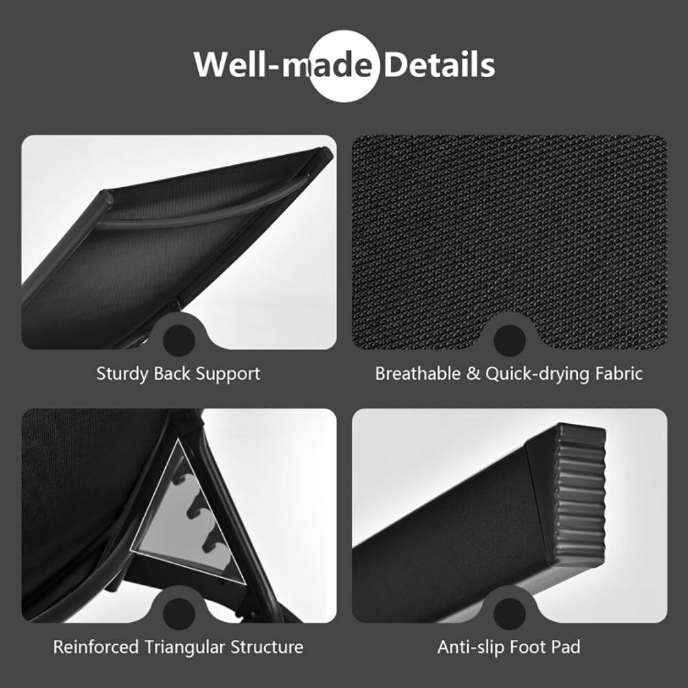 Well-made Details

- Sturdy Back Support
- Breathable & Quick-drying Fabric
- Reinforced Triangular Structure
- Anti-slip Foot Pad