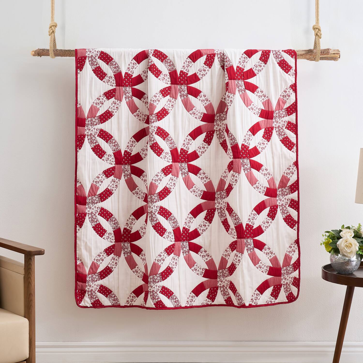 Angle. Greenland Home Fashions - Greenland Home Fashions 100% Jacquard Woven Polyester Wedding Ring Accessory Throw Red - Red.