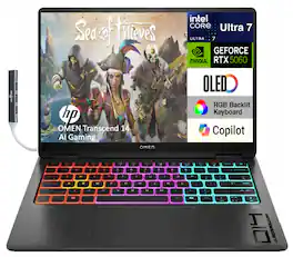 HP - OMEN Transcend 14 Laptop 14.0 2.8K Display (Intel Ultra 7-255H, 32GB LPDDR5X, Win 11 Pro) w/USB Hub - Shadow Black