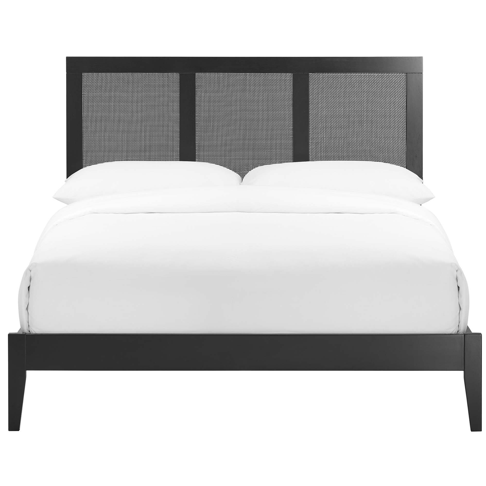 Alt View 5. Modway - Sirocco Rattan and Wood Full Platform Bed - Black.